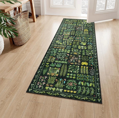 Navak Carpet Corridor Carpet Long Runner Rug Green Plant Leaf Carpets Soft Machine Washable Floor Mat Hallway Home Decoration Rugs