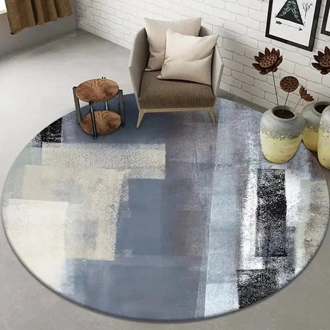 Navak Carpet Abstract Art Round Rug Living Room Sofa Bedroom Decorative Carpet Computer Chair Floor Mat Non-Slip