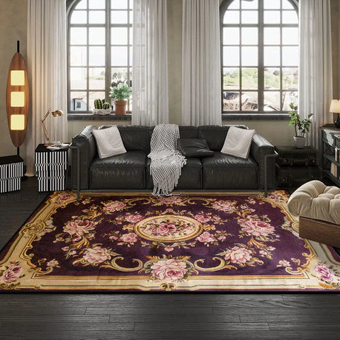 Navak Carpet European Style Flower Plant Living Room Carpet Luxury Decoration Home Sofa Area Soft Floor Mats Bedroom Cloakroom Non-slip Rug