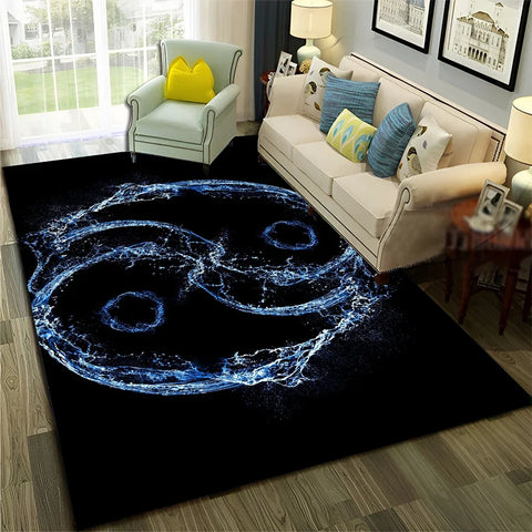 Navak Carpet Chinese 3D Tai Chi Bagua Yin Yang  Carpet Rug for Home Living Room Bedroom Sofa Doormat Decor,Child Area Rug Non-slip Floor Mat