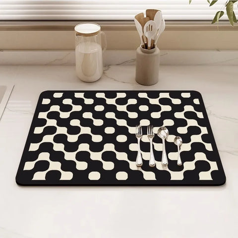 Navak Carpet Minimalis Striped Dish Drying Mat Super Absorbent Ktichen Rug Non Slip Tableware Drain Pad Home Diatom Mud Door Mats Washable