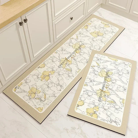 Navak Carpet Carpet for Kitchen Floor Mat Pvc Leather Waterproof Non-slip Long Rug Oil-proof Foot Mats Pink Flower Home Decoration Rugs