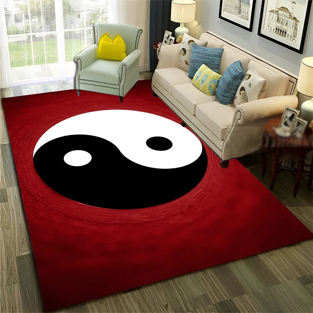 Navak Carpet Chinese 3D Tai Chi Bagua Yin Yang  Carpet Rug for Home Living Room Bedroom Sofa Doormat Decor,Child Area Rug Non-slip Floor Mat