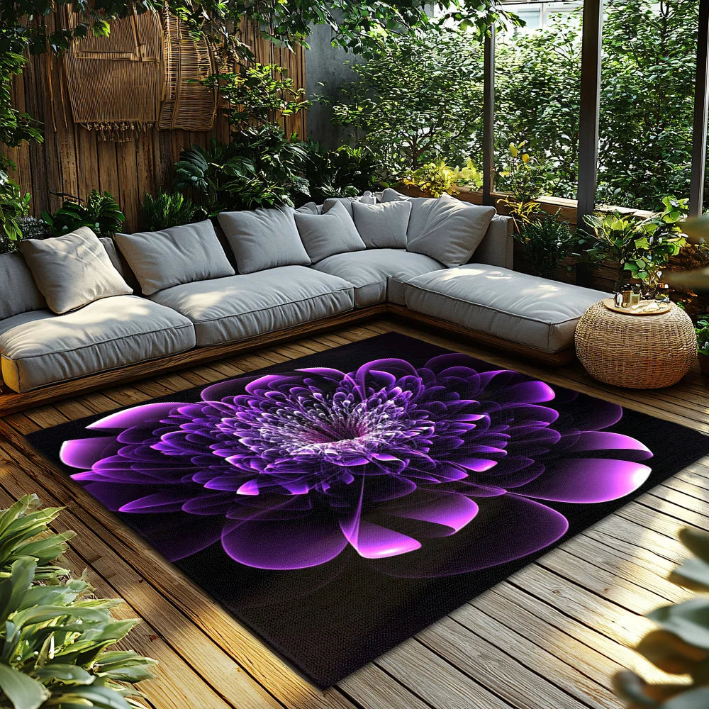 Navak Carpet Tuniu Large Purple Flower Carpet Rug Non-Slip Home Living Room Floor Mat Decorative Rug