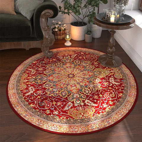 Navak Carpet Retro Bohemia Ethnic Style Round Carpet Living Room Sofa Bedroom Bedside Kitchen Entrance Door Mat Non-slip Girl Home Decor Rug