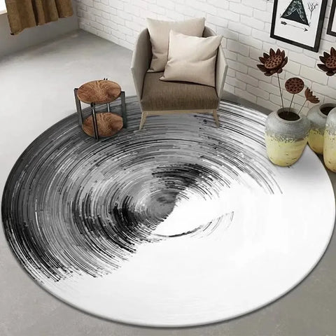 Navak Carpet Abstract Art Round Rug Living Room Sofa Bedroom Decorative Carpet Computer Chair Floor Mat Non-Slip