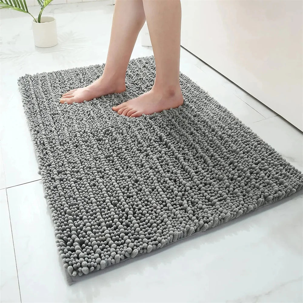 Navak Carpet Olanly Chenille Bathroom Rug Extra Soft Shaggy Bath Mat Non-Slip Bathroom Floor Mat Water Absorbent Plush Microfiber Rugs Shower