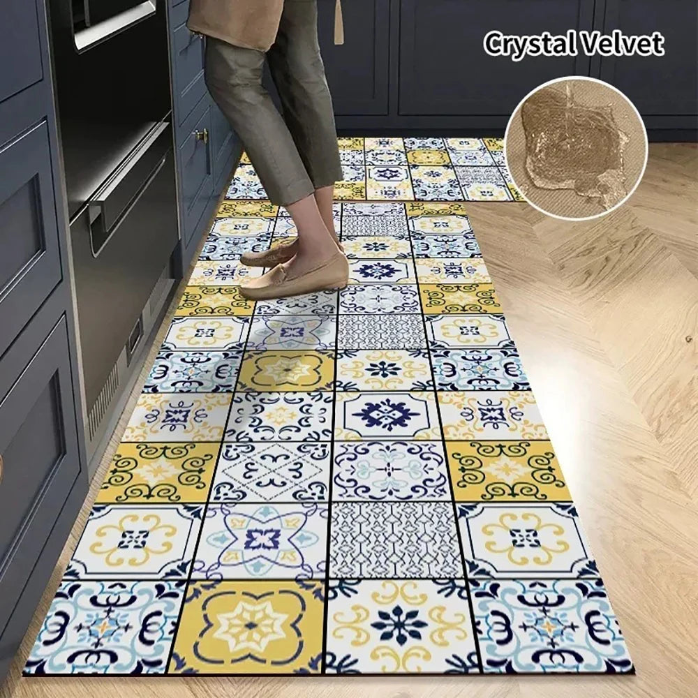 Navak Carpet Kitchen Mat Absorbent Printed Kitchen Rugs Non-slip Area Mat Hallway Long Carpets for Living Room Bedroom Entrance Doormat Bath