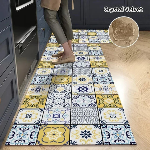 Navak Carpet Kitchen Mat Absorbent Printed Kitchen Rugs Non-slip Area Mat Hallway Long Carpets for Living Room Bedroom Entrance Doormat Bath