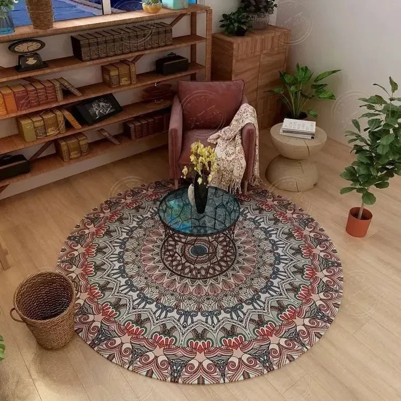 Navak Carpet Persian Retro Ethnic Style Round Living Room Rug Coffee Table Hanging Chair Swivel Chair Floor Mat Bedroom Bedside Rug