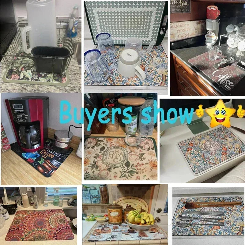 Navak Carpet Minimalis Striped Dish Drying Mat Super Absorbent Ktichen Rug Non Slip Tableware Drain Pad Home Diatom Mud Door Mats Washable