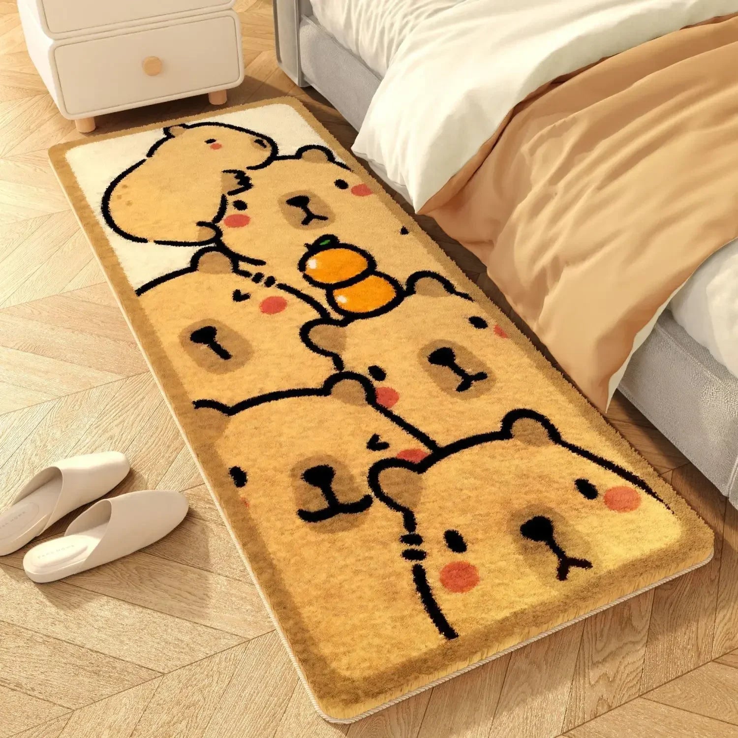 Navak Carpet Cute Bedside Cashmere Carpet Capibara Imitation Cashmere Floor Mat,anime Rug