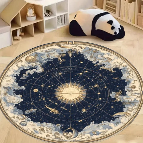 Navak Carpet Compass Print Round Area Rug Bedroom Kitchen Mat Washable Indoor Floor Accent Bathroom Carpet Living Room Home Office Hallway