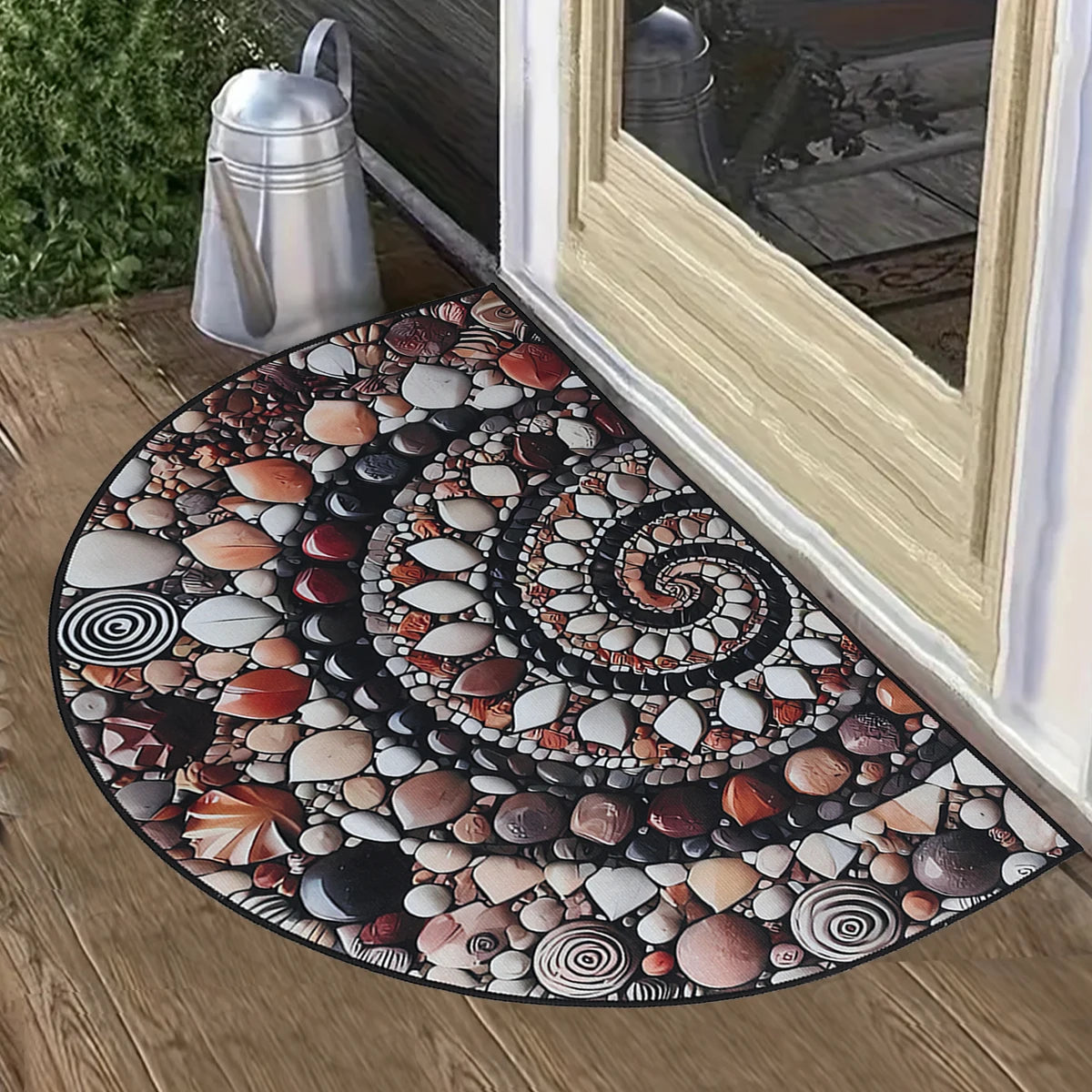 Navak Carpet Semi-circular Crystal Velvet Pebble Stereoscopic Living Room Carpet Visual Corridor Mat Hotel Bedroom Stone Floor Floor Door Mat