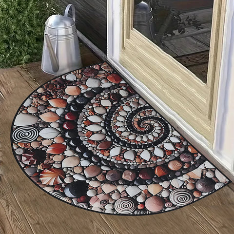 Navak Carpet Semi-circular Crystal Velvet Pebble Stereoscopic Living Room Carpet Visual Corridor Mat Hotel Bedroom Stone Floor Floor Door Mat