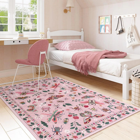 Navak Carpet Pink Washable Rugs Soft Modern Pink Rugs for Bedroom Girls Living Room Non Slip Carpet