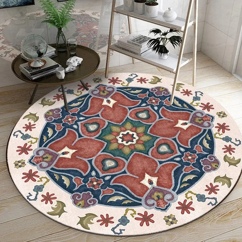 Navak Carpet Moroccan Ethnic Round Carpet, Rocking Chair Mat For Bedroom & Living Room