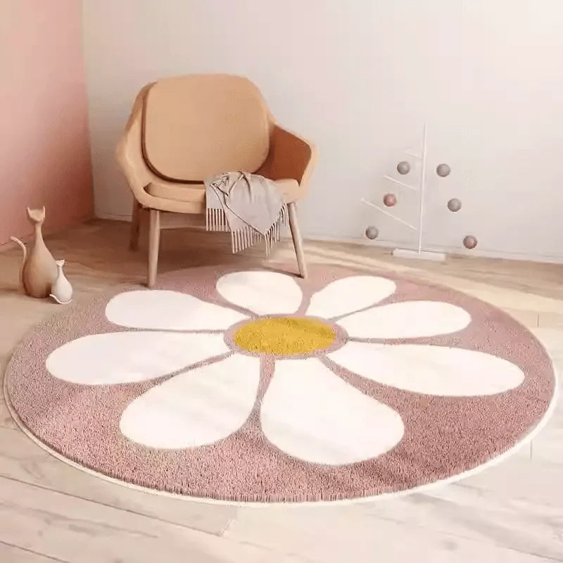 Navak Carpet Nordic Round Rug Carpets for Home Decoration Rugs Living Room Sofas Bedroom Kids Room Mat Flowers Carpet Non-slip Floor Mat