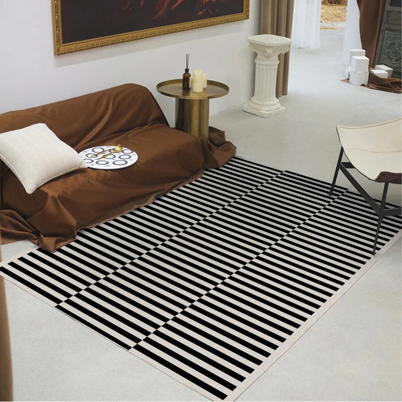 Navak Carpet Light Luxury Rugs for Bedroom Black White Plaid Living Room Decoration Carpet Fluffy Soft Study Rug Home Thicken Plush Floor Mat