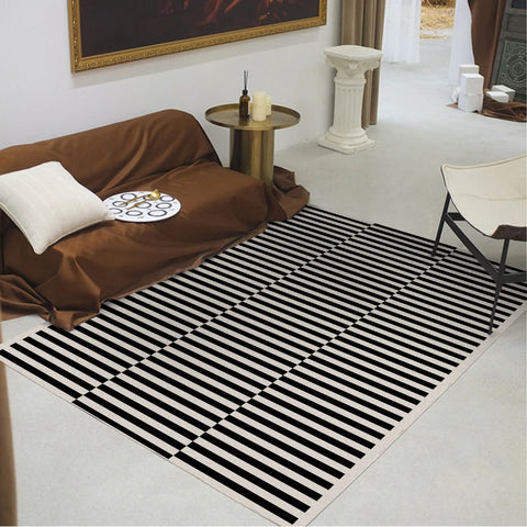 Navak Carpet Light Luxury Rugs for Bedroom Black White Plaid Living Room Decoration Carpet Fluffy Soft Study Rug Home Thicken Plush Floor Mat