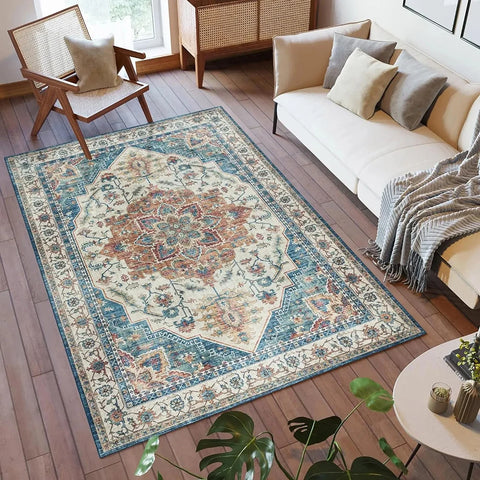 Navak Carpet Exclusive Picks Bohemian Style Loop-Pile Rug - Ultra-Thin, Stain-Resistant, Non-Slip Carpet for Living Room & Office, Soft Floor Mat