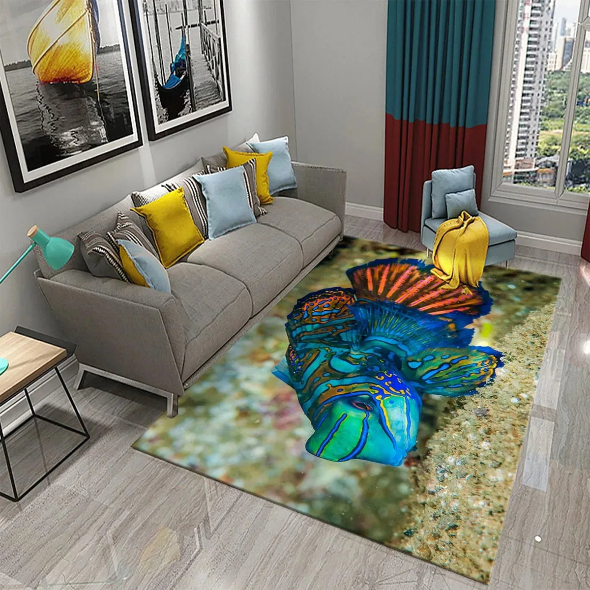 Navak Carpet 3D Hawaiian Sea Ocean Tropical Fish Carpet Living Room Fish Animal Pattern Kids Bedroom Soft Floor Decor