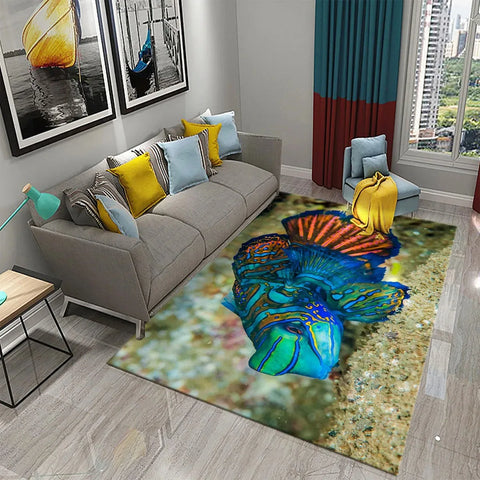 Navak Carpet 3D Hawaiian Sea Ocean Tropical Fish Carpet Living Room Fish Animal Pattern Kids Bedroom Soft Floor Decor