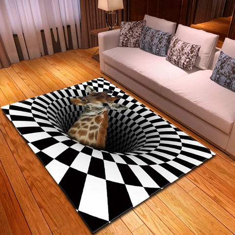 Navak Carpet 3D Vortex Illusion Carpet Entrance Door Floor Mat Abstract Geometric Optical Doormat Non-slip Floor Mat Living Room Decor Rug