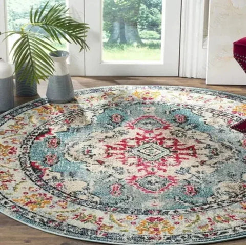 Navak Carpet Moroccan Ethnic Round Carpet, Rocking Chair Mat For Bedroom & Living Room
