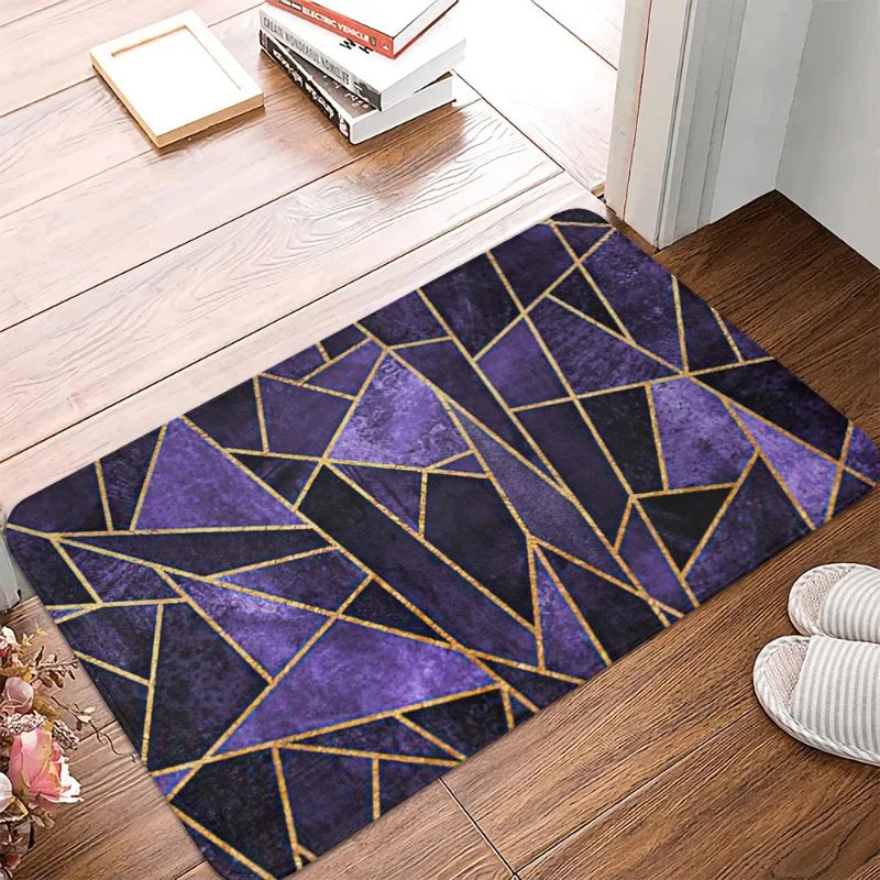 Navak Carpet Purple Green Geometric Striped Nordic Style Anti-Slip Decorative Kitchen Bathroom Doormat Carpet Rug Indoor Home Floor Mat