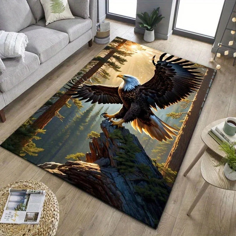 Navak Carpet 3D Eagle take-off printing area carpet-non-slip polyester chair carpet pad, living room interior bedroom decoration