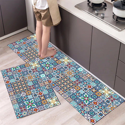 Navak Carpet Kitchen Mat Absorbent Printed Kitchen Rugs Non-slip Area Mat Hallway Long Carpets for Living Room Bedroom Entrance Doormat Bath
