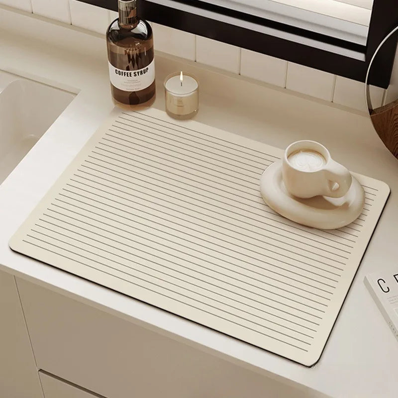 Navak Carpet Minimalis Striped Dish Drying Mat Super Absorbent Ktichen Rug Non Slip Tableware Drain Pad Home Diatom Mud Door Mats Washable