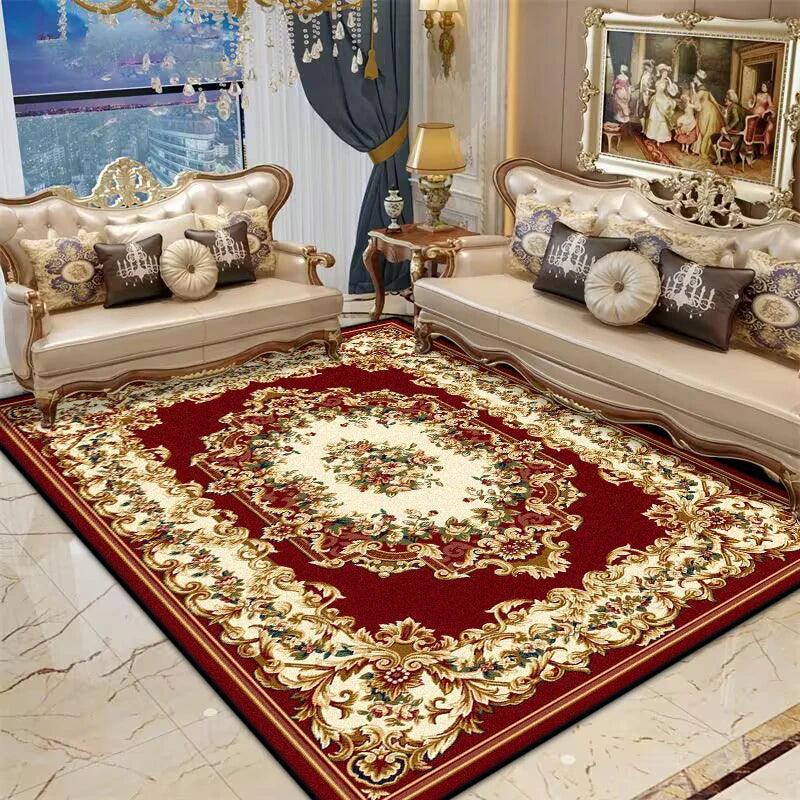 Navak Carpet Persian Red Living Room Rug Antiskid Big Size Flower Design Bedroom Decoration Carpet Soft Entrance Door Mat Machine Washable