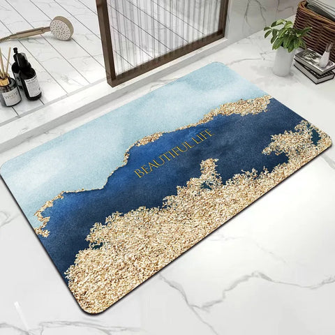 Navak Carpet Diatom Mud Carpet Marble Bathroom Rugs Non Slip Washable Bath Mat Small Rubber Backed Floor Mat