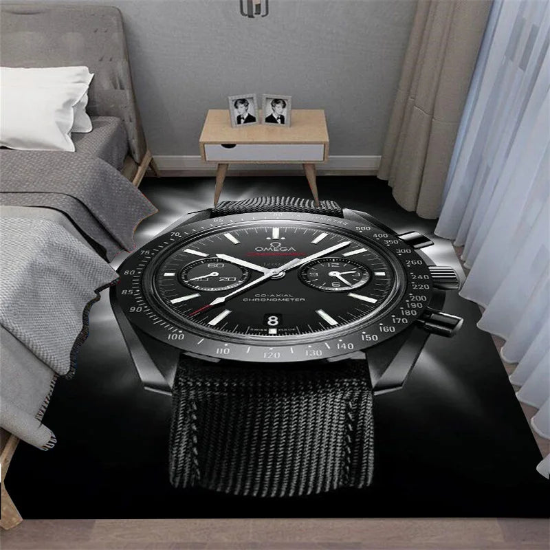 Navak Carpet Multi-functional O-OMEGA Dial Crown Watch Pointer Pattern Living Room Bedroom Sofa Decoration Carpet Floor Mat Rugs