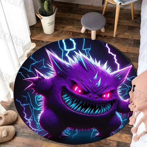 Navak Carpet Daily Picks Pokémon Gengar Printed Round Rug for Bedroom Game Cartoon Living Room Carpet Sofa Coffee Table Doormat Picnic Floor Mat