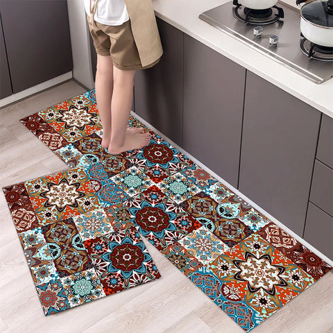 Navak Carpet Kitchen Mat Absorbent Printed Kitchen Rugs Non-slip Area Mat Hallway Long Carpets for Living Room Bedroom Entrance Doormat Bath
