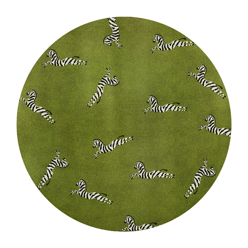 Navak Carpet Light Luxury Bedroom Decor Round Carpet Thickend Plush Bedside Floor Mat Fluffy Soft Rug Leopard Pattern Carpets for Living Room