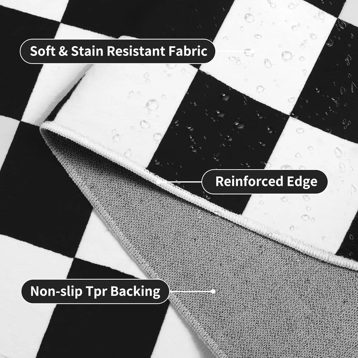 Navak Carpet Black and White Checkered Rug for Living Room Bedroom, 6x9Soft Washable Area Rug with Non Slip, Low Pile Stain Resistance Carpet