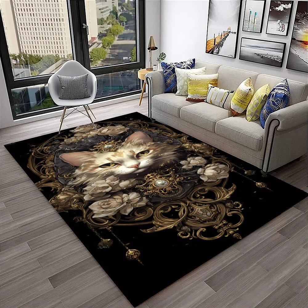 Navak Carpet 3D Cute Cat Flower Cartoon Carpet Rug for Home Living Room Bedroom Sofa Doormat Decor,Child Play Area Rug Non-slip Floor Mat