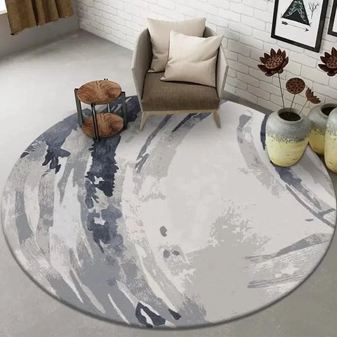 Navak Carpet Abstract Art Round Rug Living Room Sofa Bedroom Decorative Carpet Computer Chair Floor Mat Non-Slip