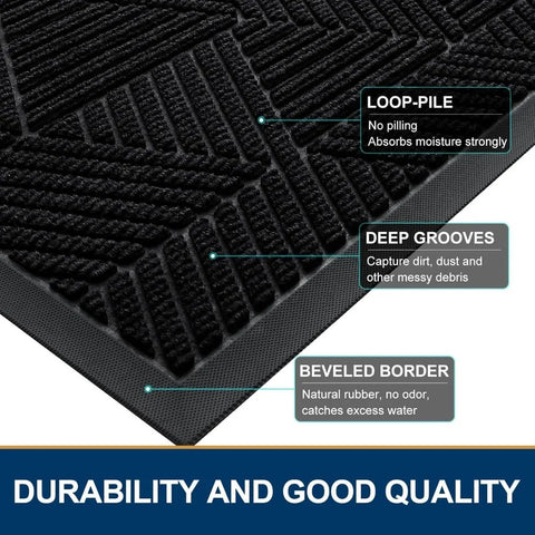Navak Carpet Smiry Front Door Mat Outside Entrance, Heavy Duty Sturdy Natural Rubber Doormat, Trap Dirt and Moisture