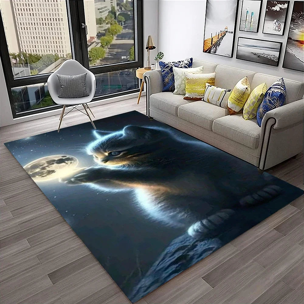 Navak Carpet 3D Cute Cat Flower Cartoon Carpet Rug for Home Living Room Bedroom Sofa Doormat Decor,Child Play Area Rug Non-slip Floor Mat