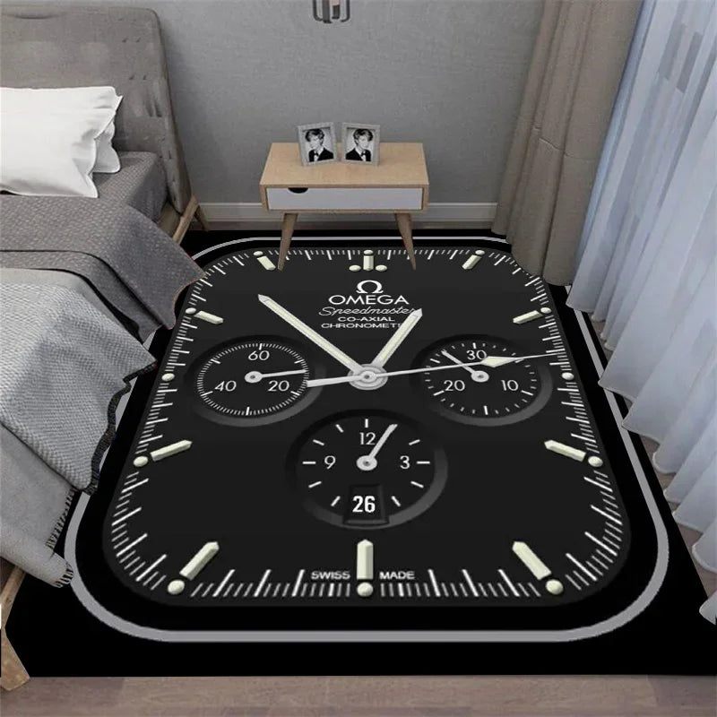 Navak Carpet Multi-functional O-OMEGA Dial Crown Watch Pointer Pattern Living Room Bedroom Sofa Decoration Carpet Floor Mat Rugs