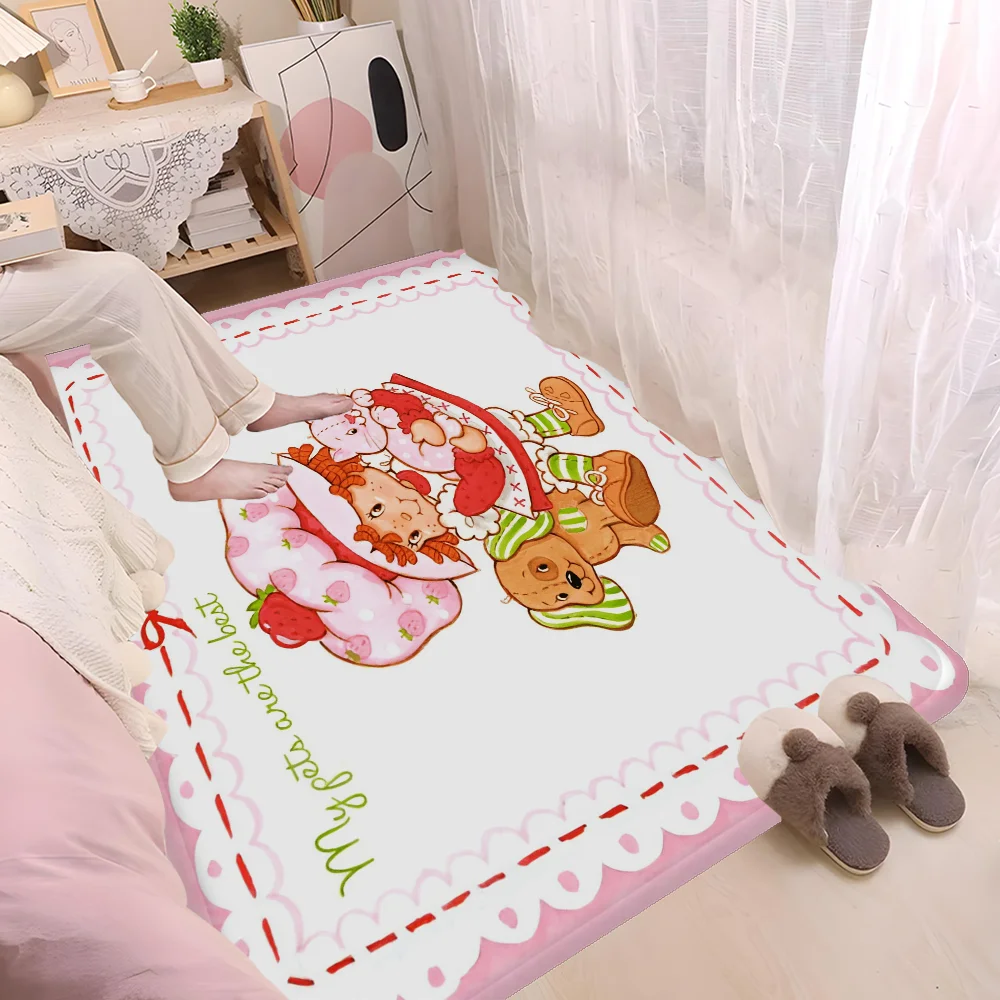 Navak Carpet S-Strawberry-Pink girl Floor Mat Bathroom Mat Kids Room Bedroom Decoration Balcony Anti-Slip Doormat Living Room Welcome Rug