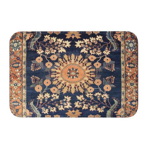 Navak Carpet Blue Antique Persian Isfahan Silk Rug With Animals Front Floor Door Entrance Mat Tribal Ethnic Floral Bath  Doormat Carpet Rug