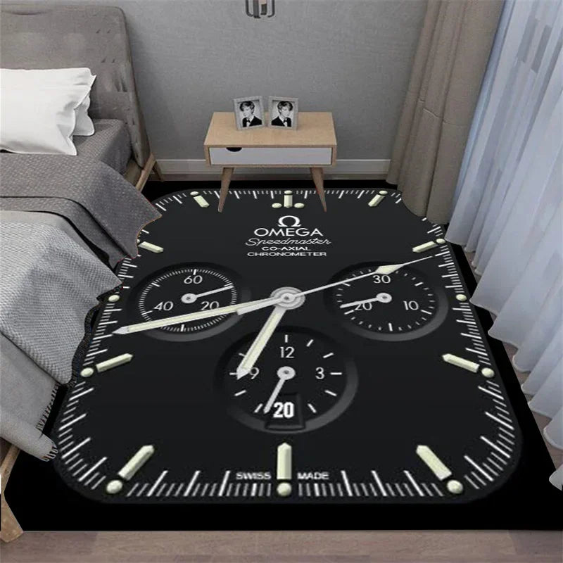 Navak Carpet Multi-functional O-OMEGA Dial Crown Watch Pointer Pattern Living Room Bedroom Sofa Decoration Carpet Floor Mat Rugs