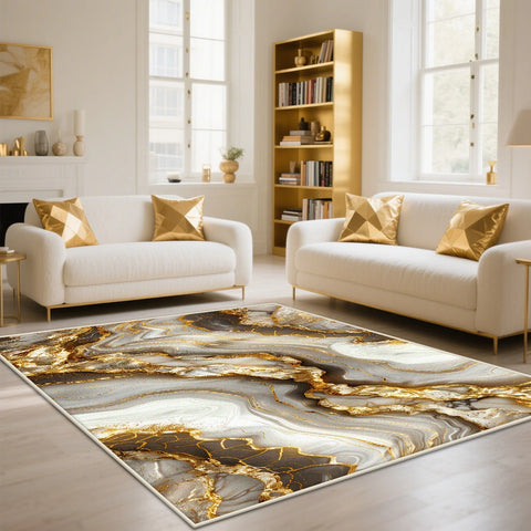 Navak Carpet Golden Abstract Marble Stripes Carpets for Living Room Luxury Bedroom Decoration Large Area Rugs Sofa Side Soft Lounge Floor Mat
