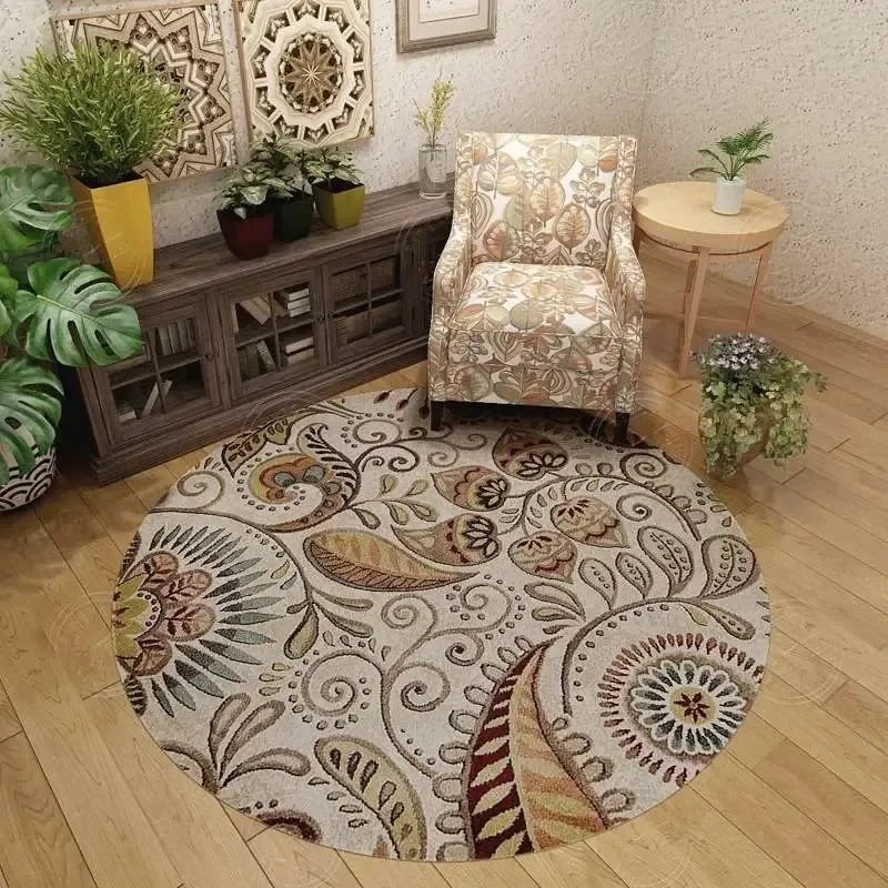 Navak Carpet Persian Retro Ethnic Style Round Living Room Rug Coffee Table Hanging Chair Swivel Chair Floor Mat Bedroom Bedside Rug